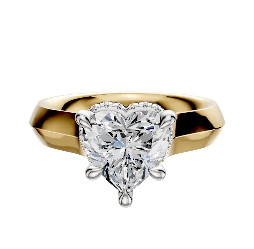 14K Two Tone 4 Prong Collar Cathedral Knife Edge 4.0mm Engagement Ring sold by Promise By Effy