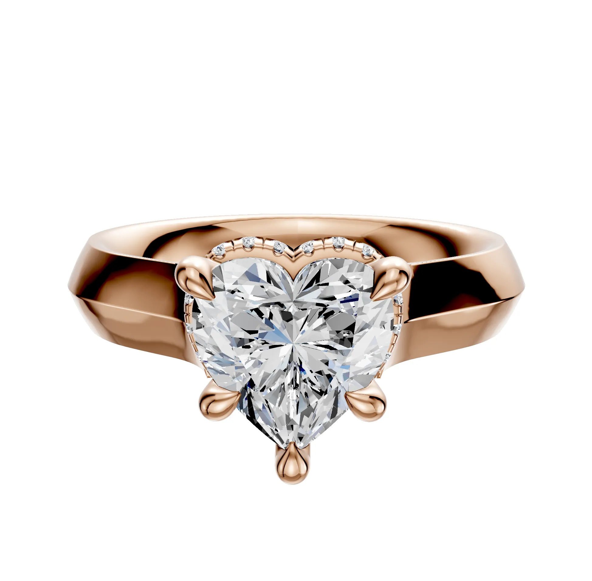 14K Rose Gold 4 Prong Collar Cathedral Knife Edge 4.0mm Engagement Ring sold by Promise By Effy