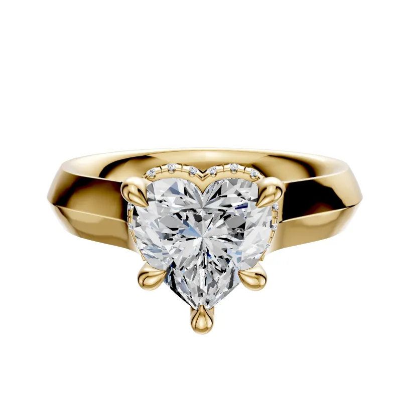 18K Yellow Gold 4 Prong Collar Cathedral Knife Edge 4.0mm Engagement Ring sold by Promise By Effy