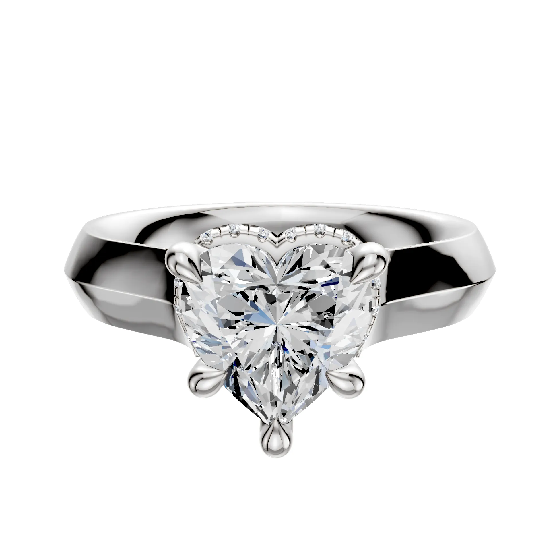 Platinum 4 Prong Collar Cathedral Knife Edge 4.0mm Engagement Ring sold by Promise By Effy