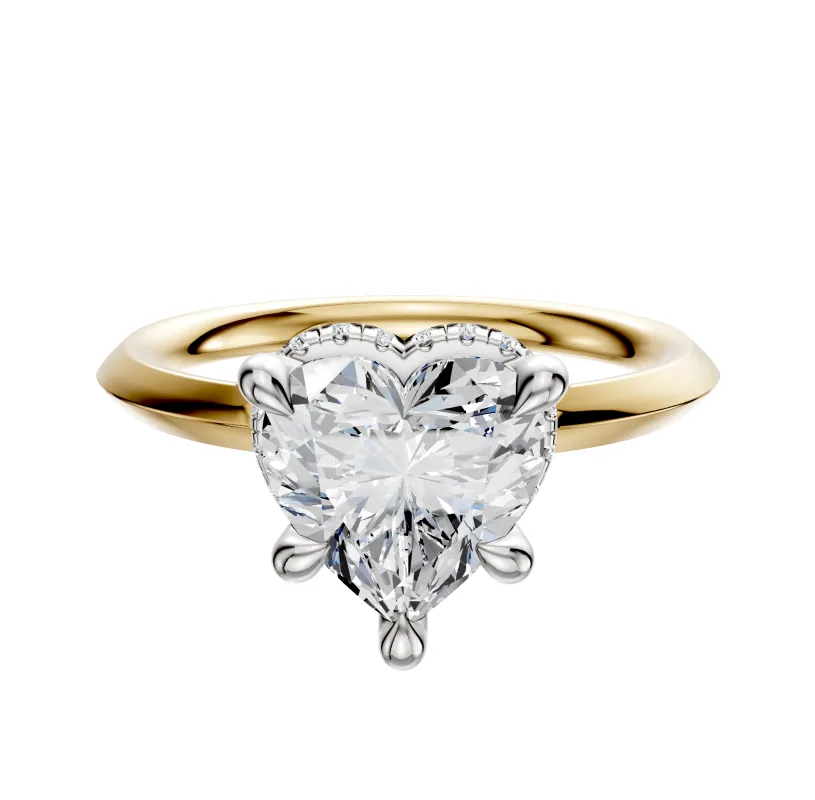 14K Two Tone 4 Prong Collar Classic Knife Edge 2.0mm Engagement Ring sold by Promise By Effy