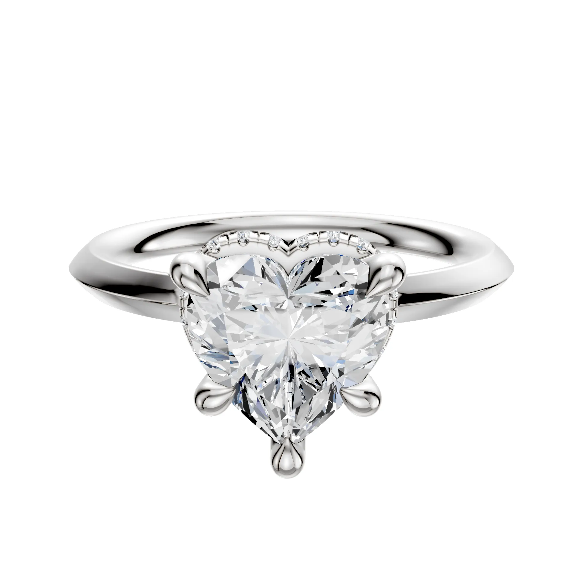 18K White Gold 4 Prong Collar Classic Knife Edge 2.0mm Engagement Ring sold by Promise By Effy