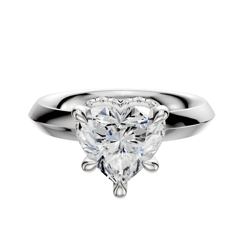 14K White Gold 4 Prong Collar Classic Knife Edge 3.0mm Engagement Ring sold by Promise By Effy