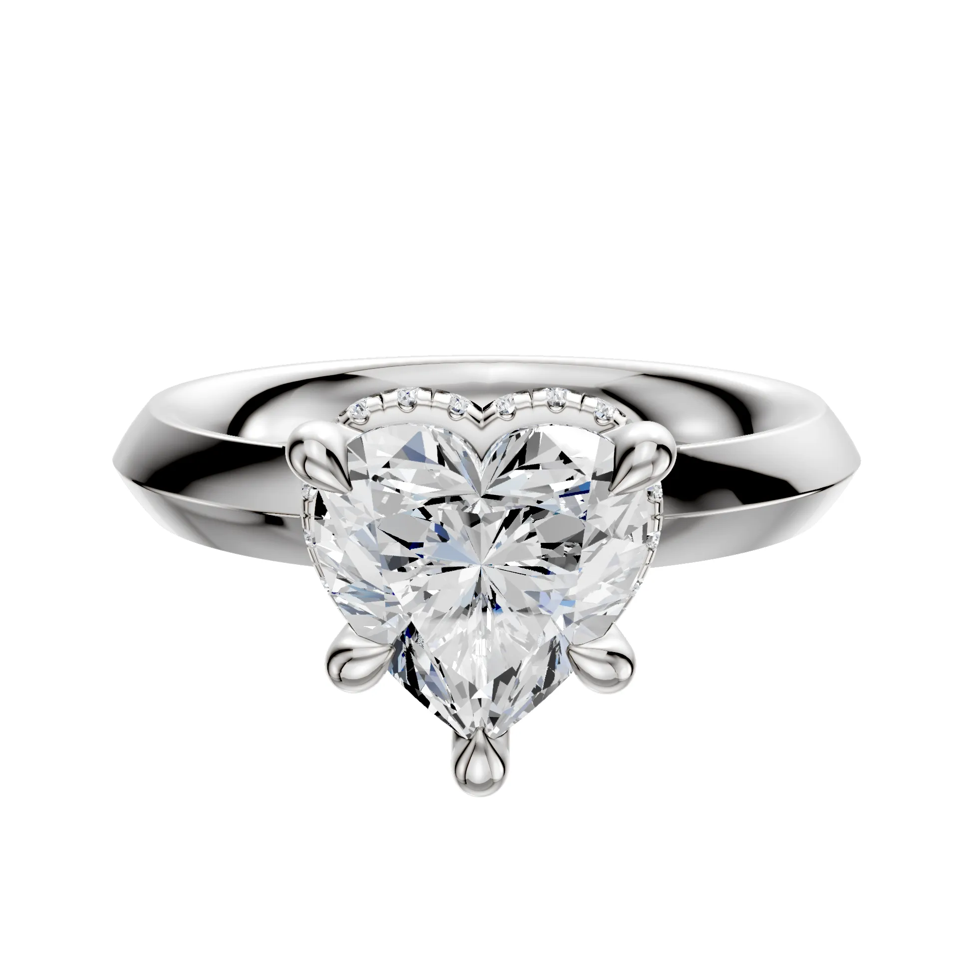 14K White Gold 4 Prong Collar Classic Knife Edge 3.0mm Engagement Ring sold by Promise By Effy