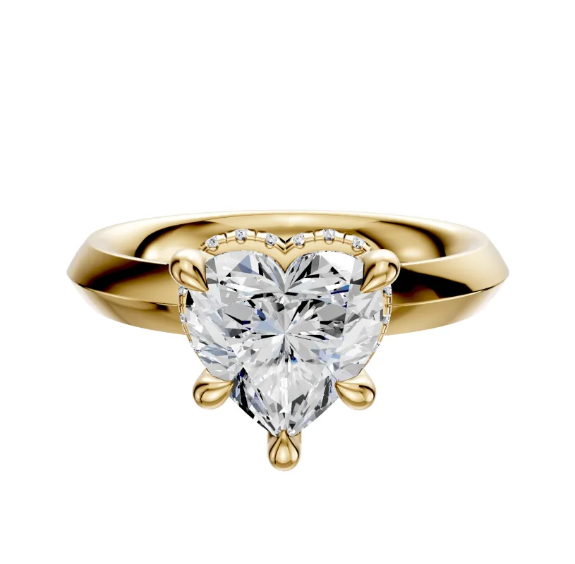 18K Yellow Gold 4 Prong Collar Classic Knife Edge 3.0mm Engagement Ring sold by Promise By Effy