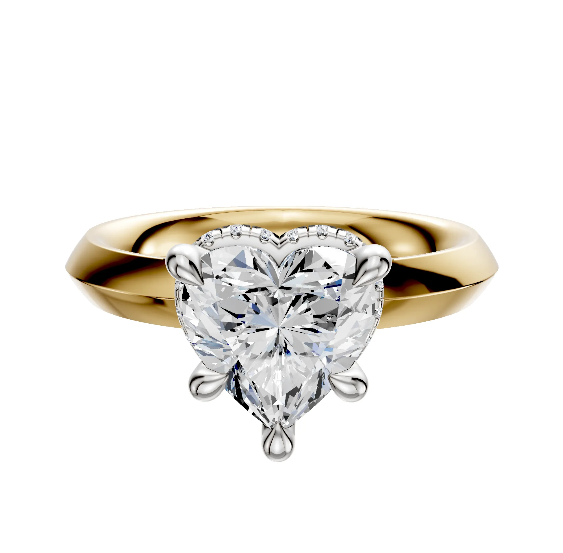 18K Two Tone 4 Prong Collar Classic Knife Edge 3.0mm Engagement Ring sold by Promise By Effy