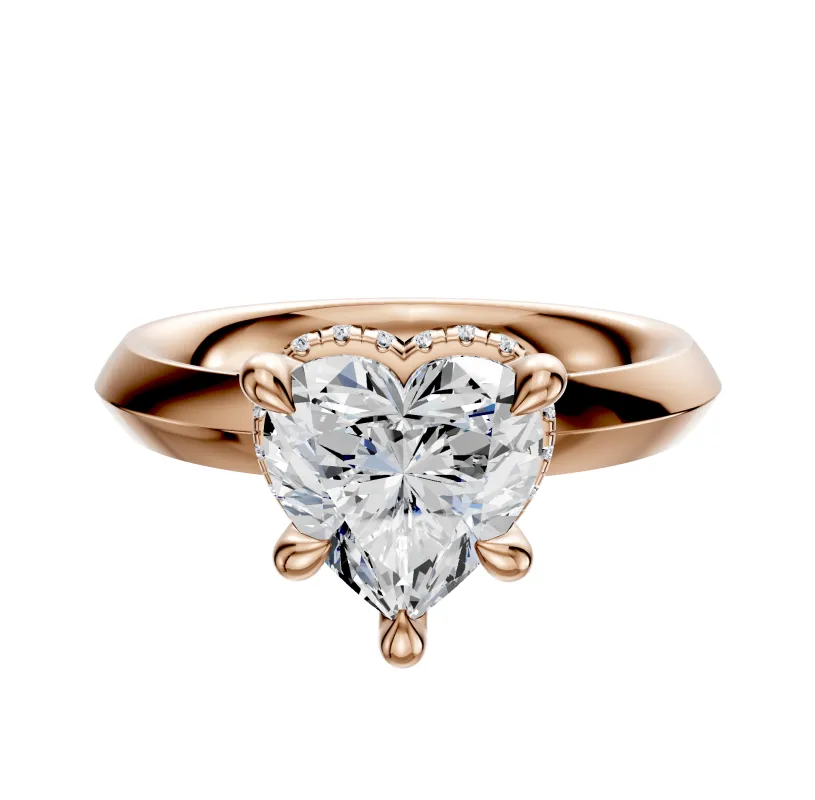 18K Rose Gold 4 Prong Collar Classic Knife Edge 3.0mm Engagement Ring sold by Promise By Effy