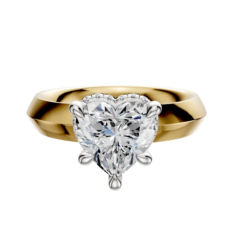 14K Two Tone 4 Prong Collar Classic Knife Edge 4.0mm Engagement Ring sold by Promise By Effy