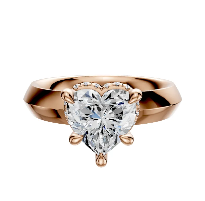 14K Rose Gold 4 Prong Collar Classic Knife Edge 4.0mm Engagement Ring sold by Promise By Effy