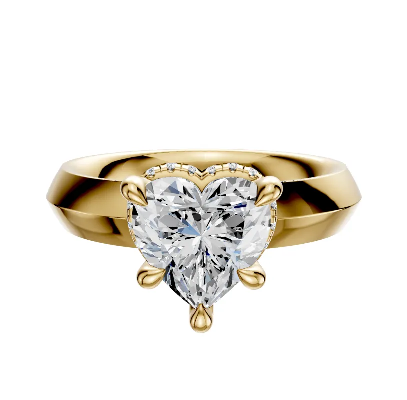 18K Yellow Gold 4 Prong Collar Classic Knife Edge 4.0mm Engagement Ring made by Promise By Effy