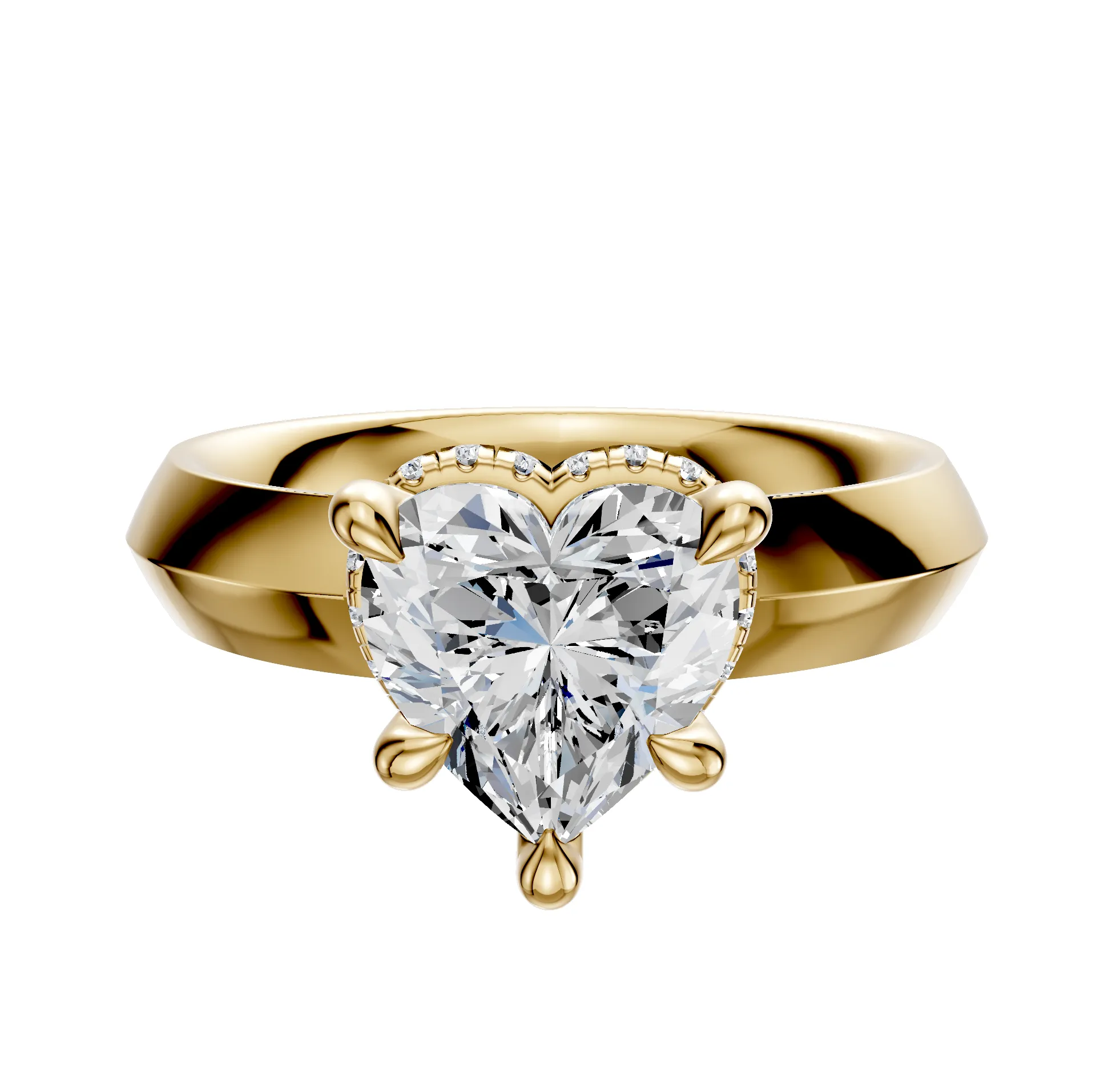 18K Yellow Gold 4 Prong Collar Classic Knife Edge 4.0mm Engagement Ring sold by Promise By Effy