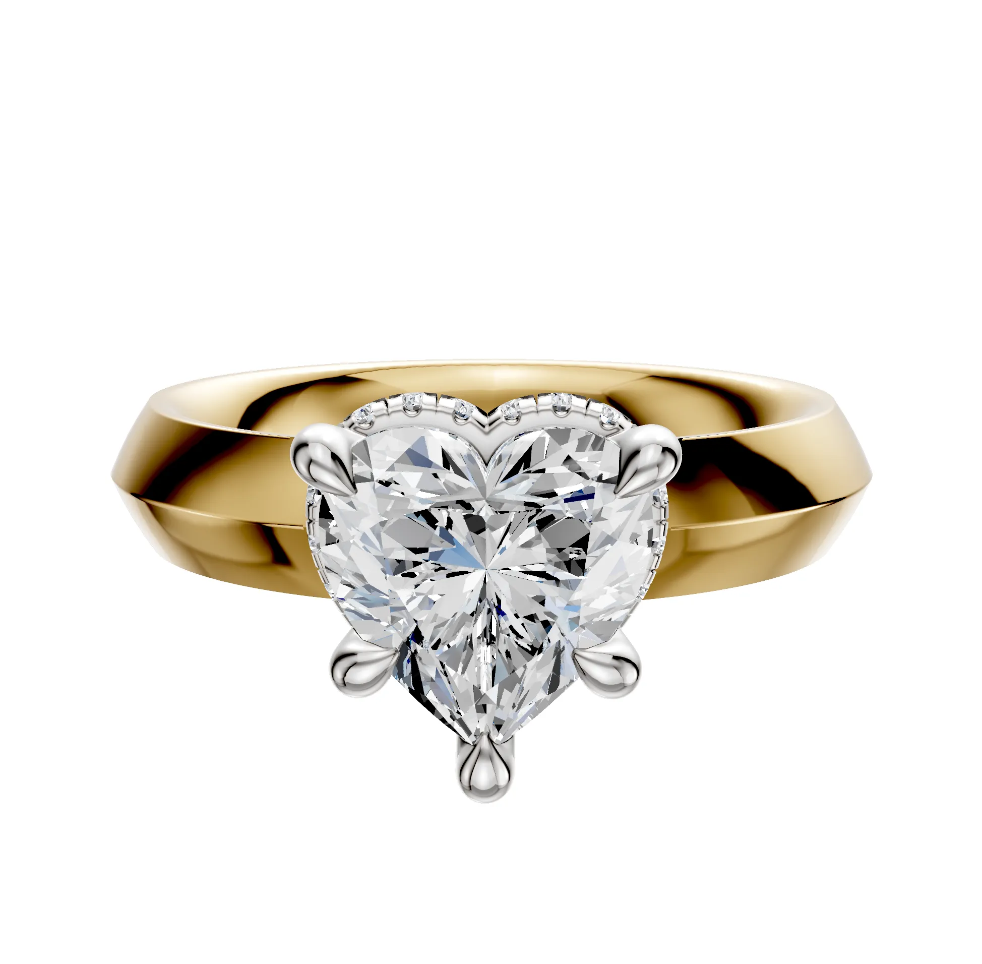 18K Two Tone 4 Prong Collar Classic Knife Edge 4.0mm Engagement Ring sold by Promise By Effy