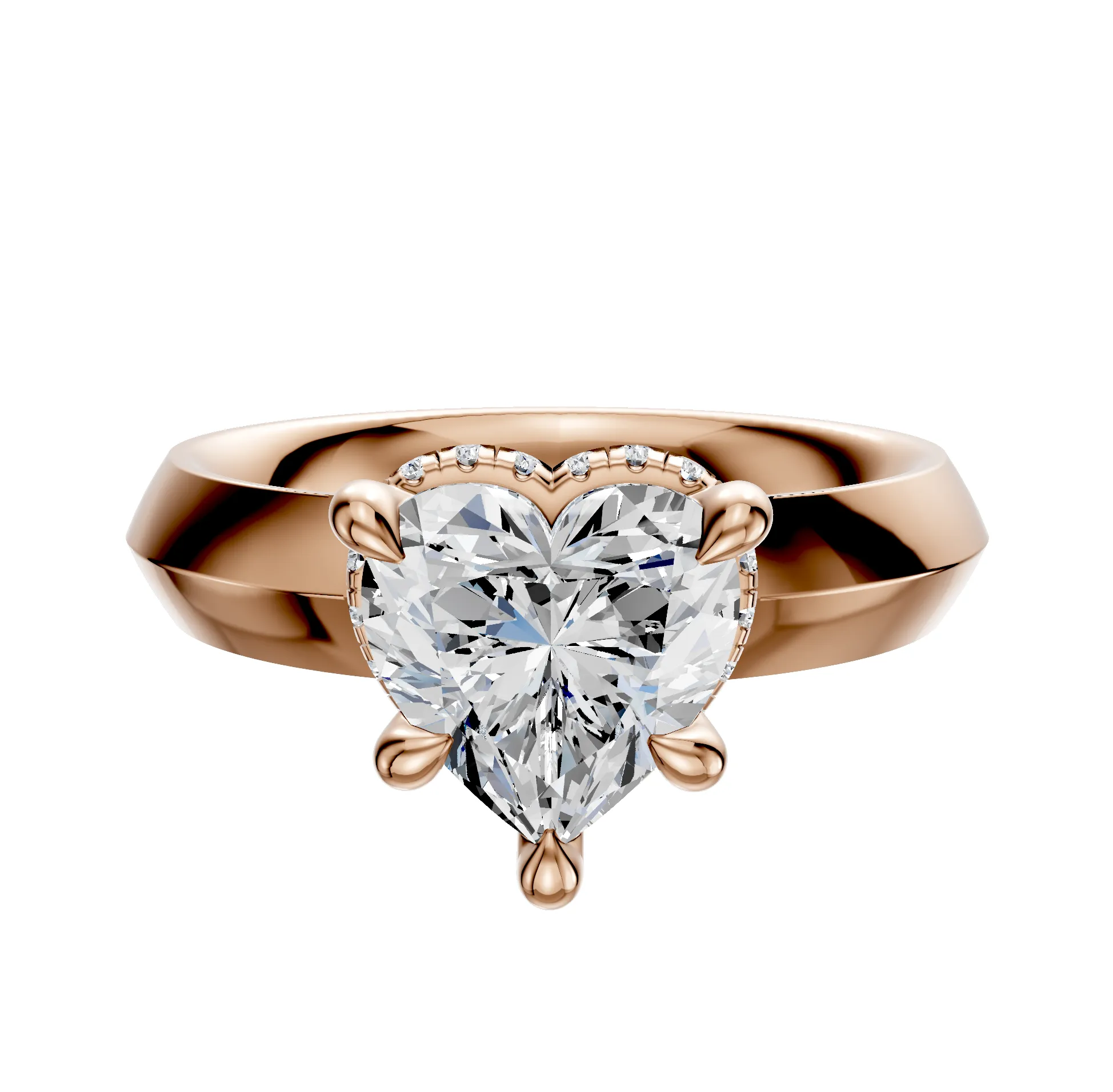 18K Rose Gold 4 Prong Collar Classic Knife Edge 4.0mm Engagement Ring sold by Promise By Effy