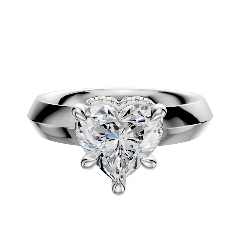 Platinum 4 Prong Collar Classic Knife Edge 4.0mm Engagement Ring sold by Promise By Effy