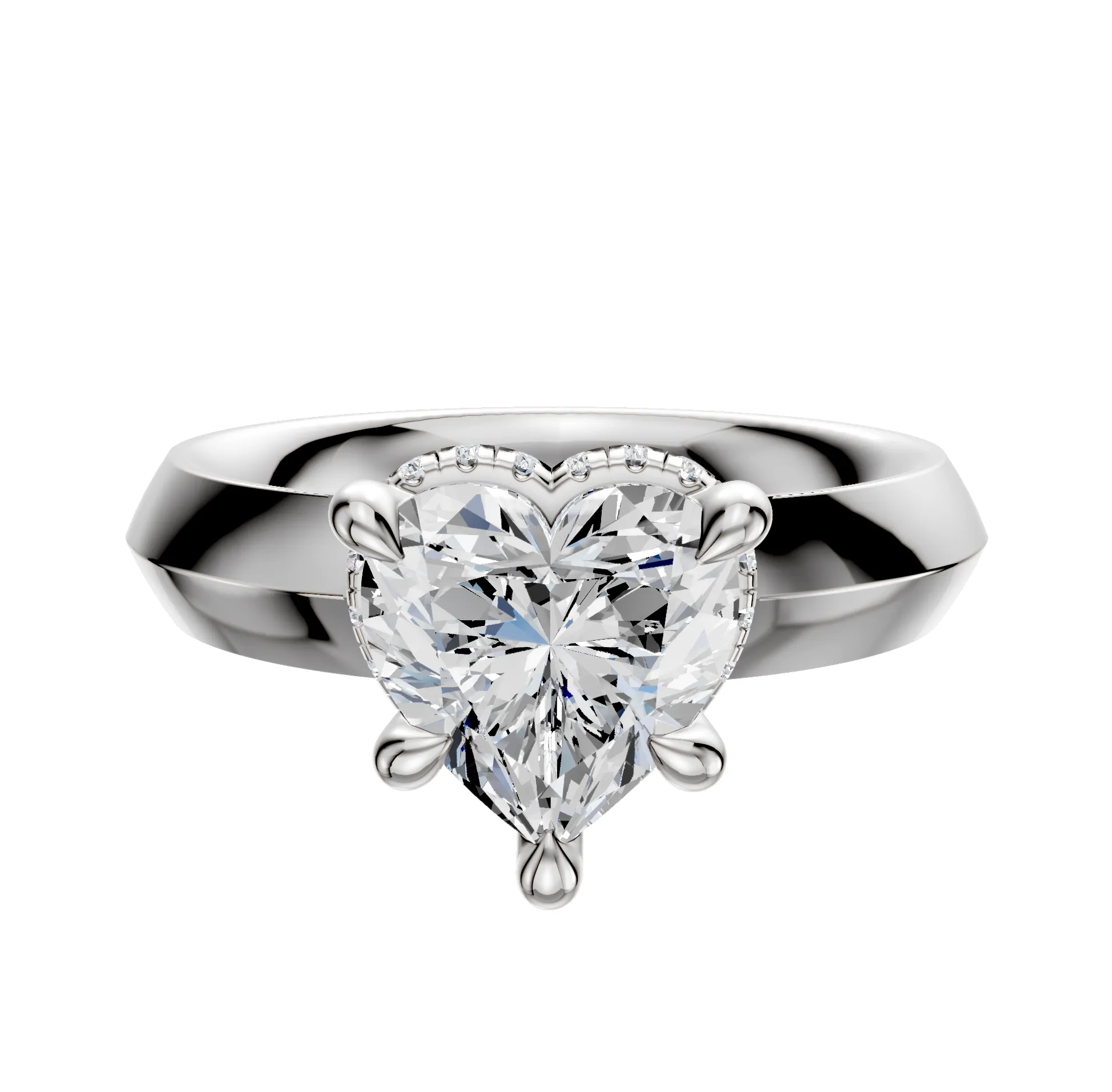 Platinum 4 Prong Collar Classic Knife Edge 4.0mm Engagement Ring sold by Promise By Effy