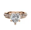 14K Rose Gold 4 Prong Collar Classic Knife Edge 1-Row-Pave 2.5mm Engagement Ring sold by Promise By Effy