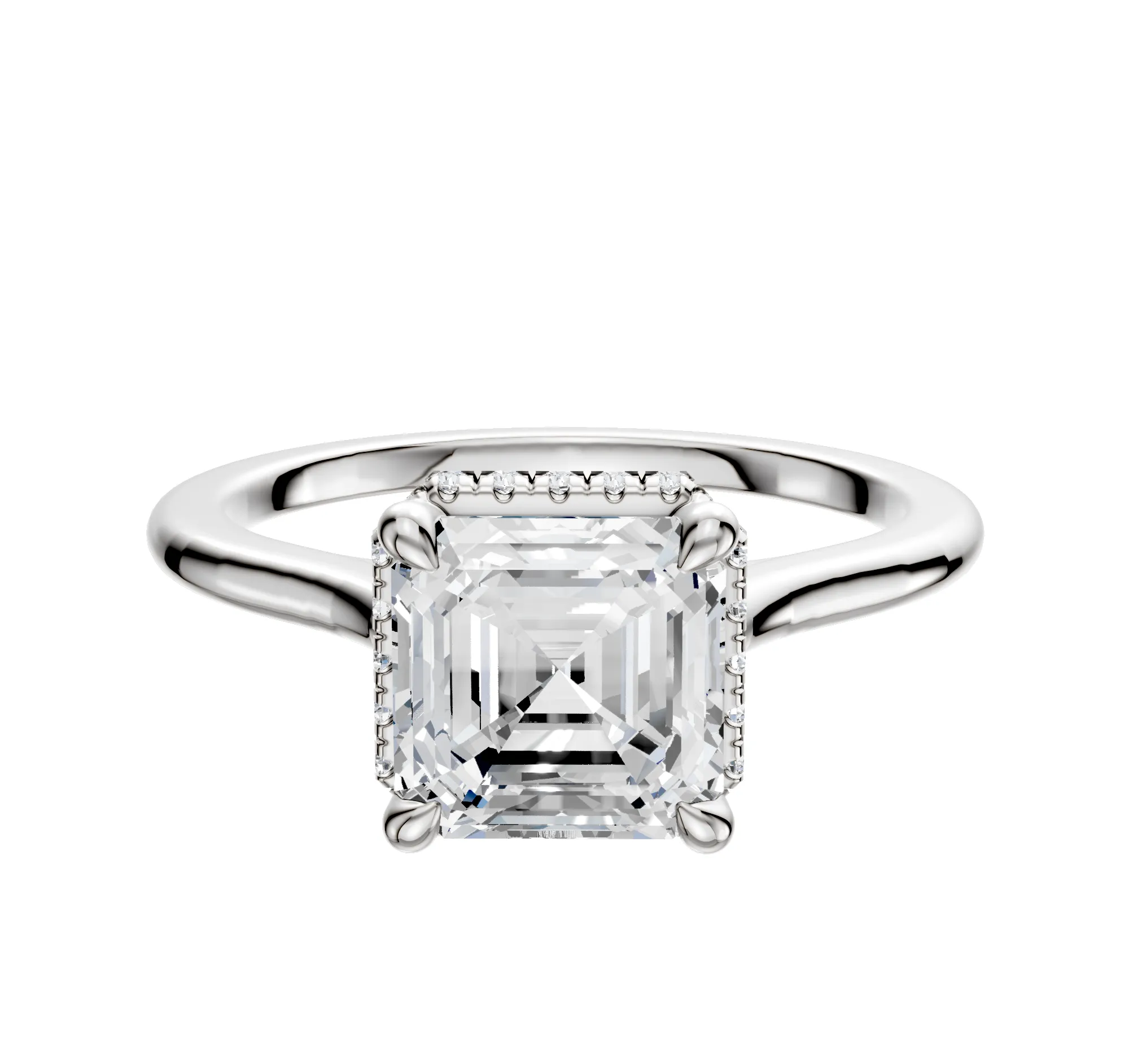 14K White Gold 4 Prong Collar Cathedral Dome 1.5mm Engagement Ring sold by Promise By Effy