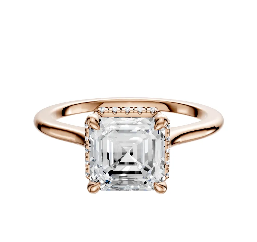 14K Rose Gold 4 Prong Collar Cathedral Dome 1.5mm Engagement Ring sold by Promise By Effy