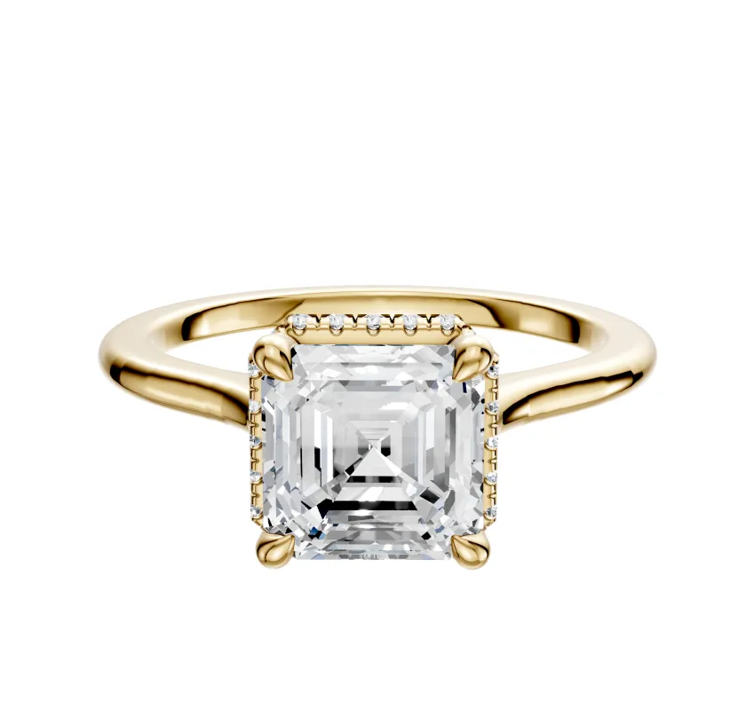 18K Yellow Gold 4 Prong Collar Cathedral Dome 1.5mm Engagement Ring made by Promise By Effy