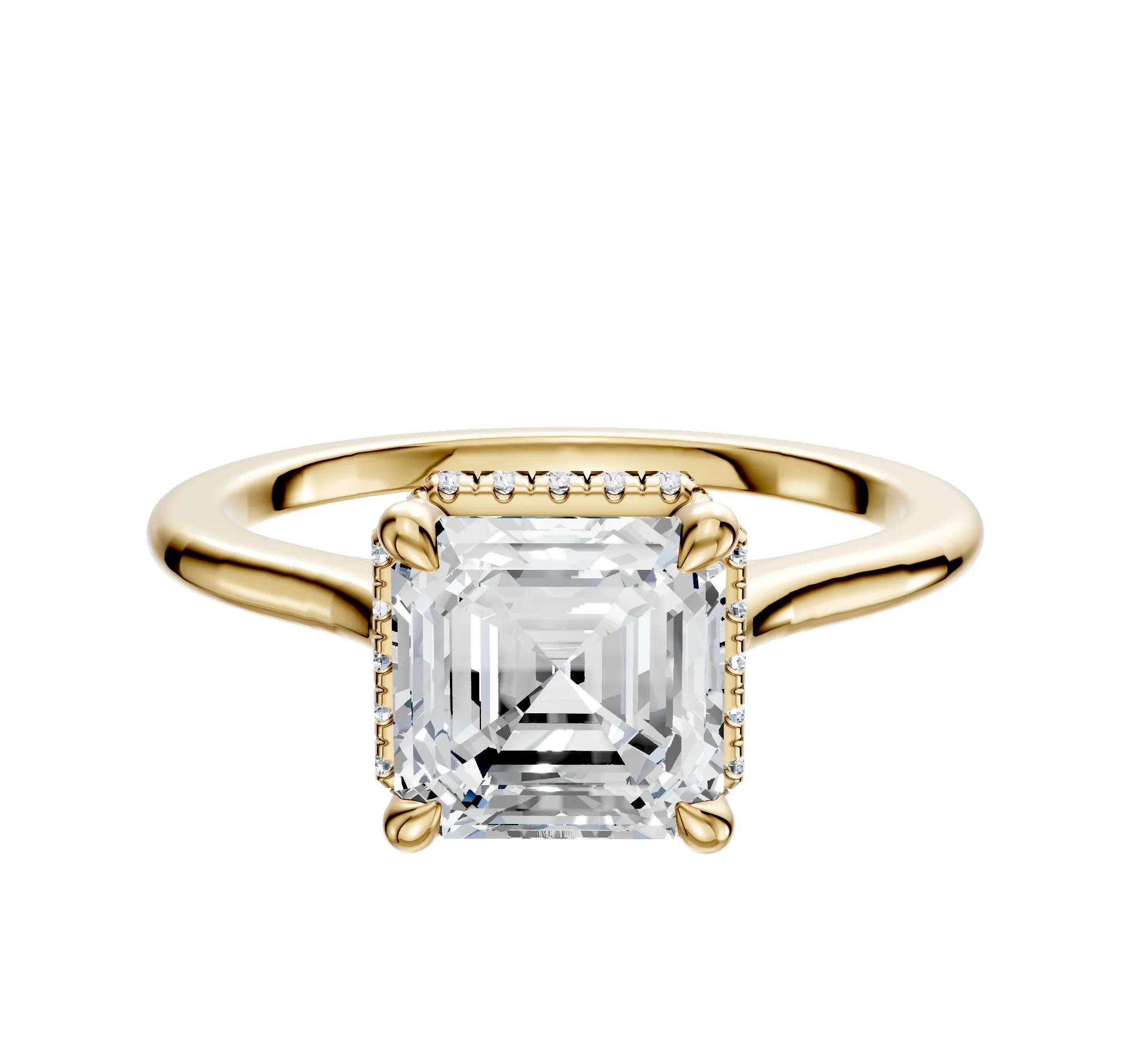 18K Yellow Gold 4 Prong Collar Cathedral Dome 1.5mm Engagement Ring sold by Promise By Effy