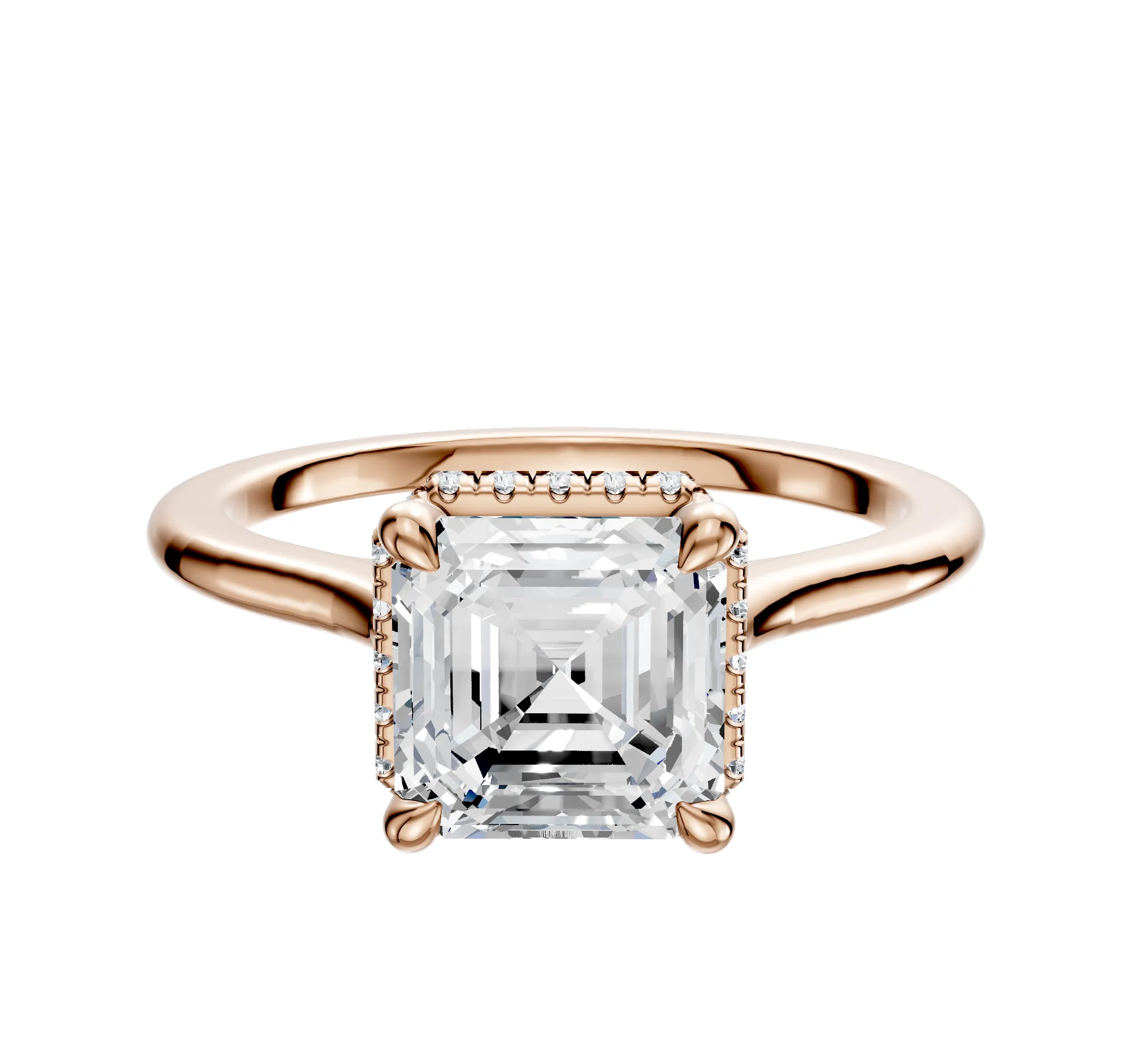 18K Rose Gold 4 Prong Collar Cathedral Dome 1.5mm Engagement Ring sold by Promise By Effy