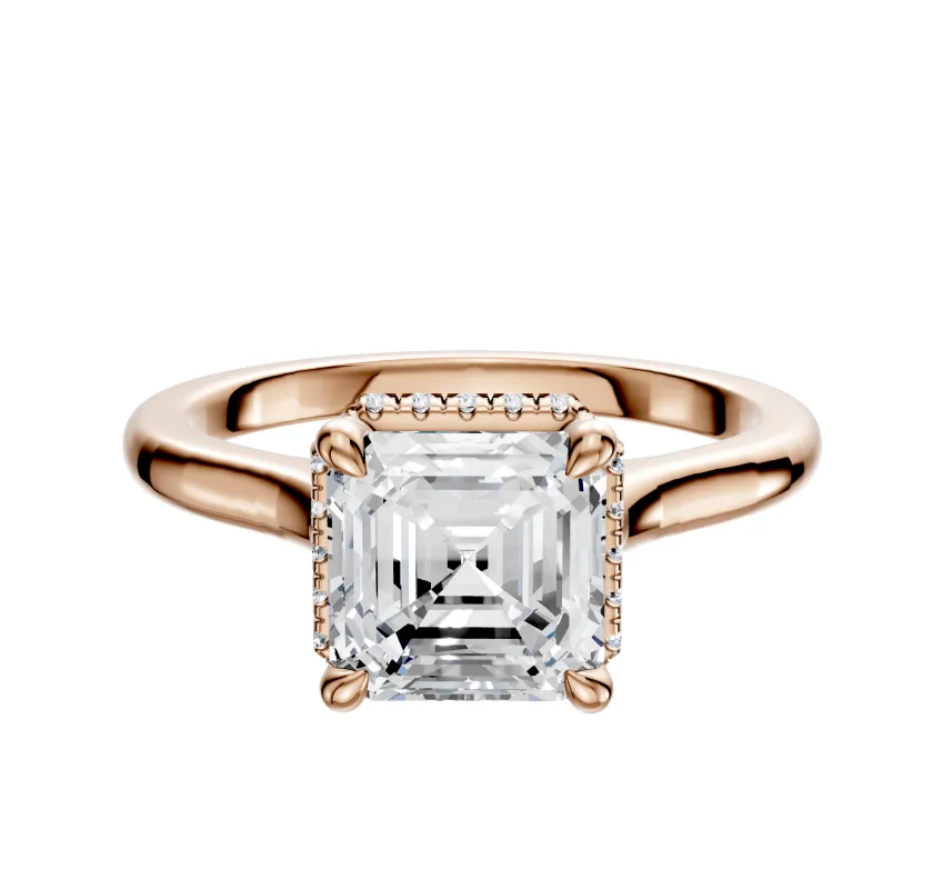 14K Rose Gold 4 Prong Collar Cathedral Dome 2.0mm Engagement Ring sold by Promise By Effy