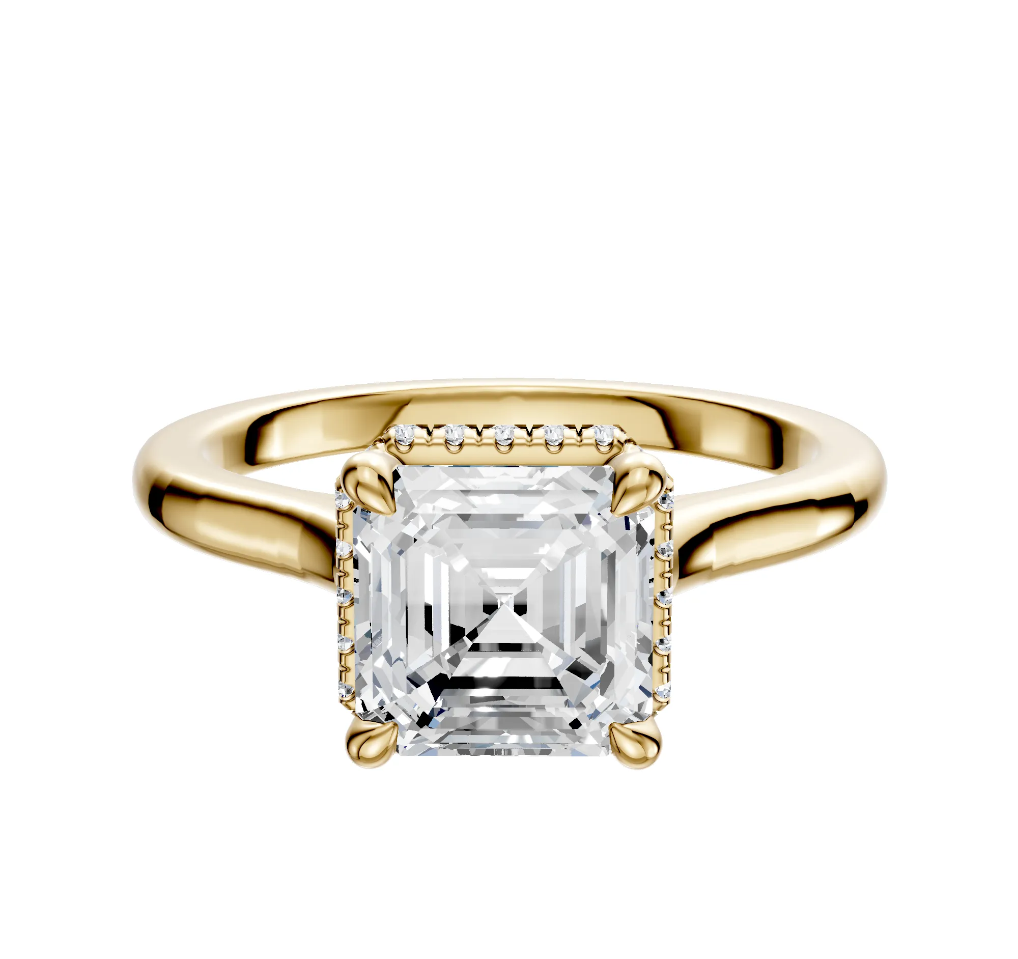 18K Yellow Gold 4 Prong Collar Cathedral Dome 2.0mm Engagement Ring sold by Promise By Effy