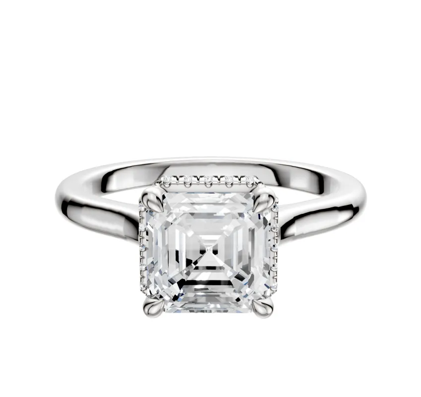 18K White Gold 4 Prong Collar Cathedral Dome 2.0mm Engagement Ring sold by Promise By Effy