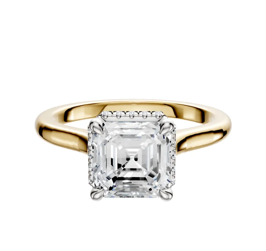 18K Two Tone 4 Prong Collar Cathedral Dome 2.0mm Engagement Ring sold by Promise By Effy