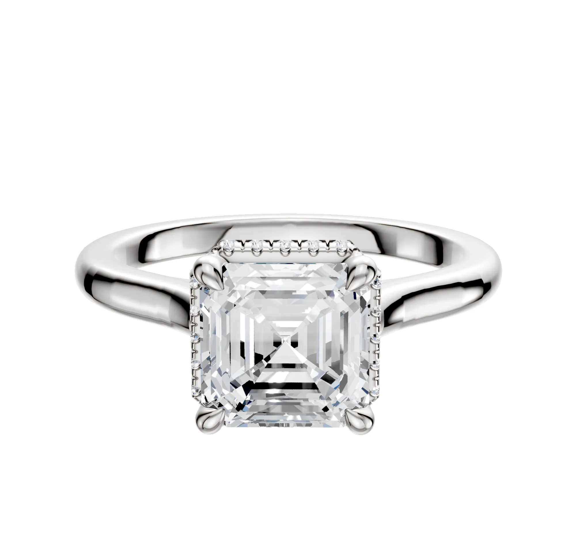 Platinum 4 Prong Collar Cathedral Dome 2.0mm Engagement Ring sold by Promise By Effy