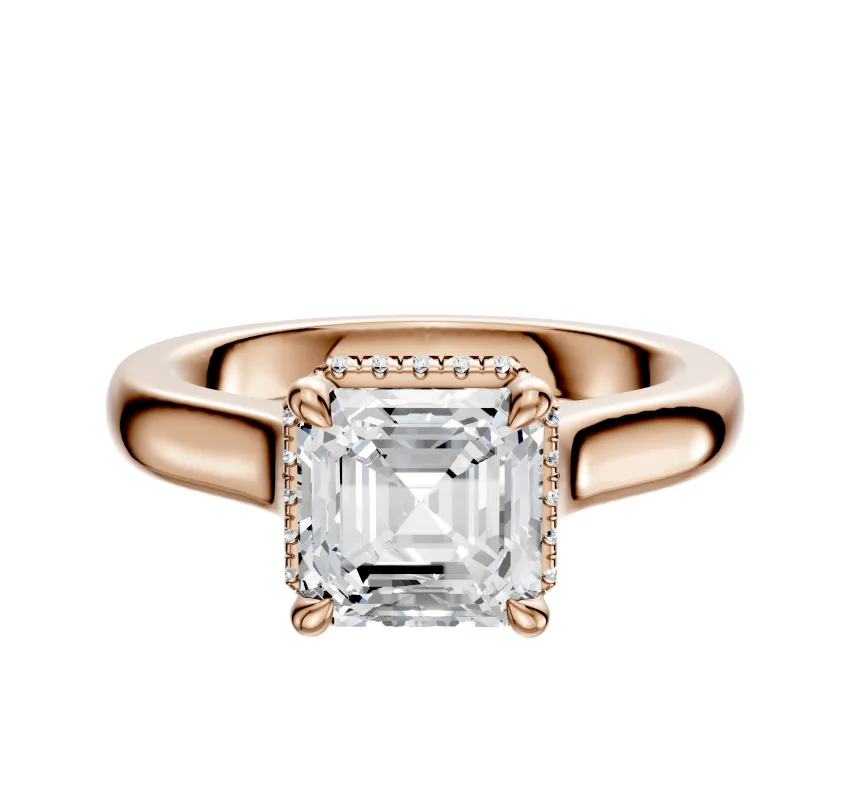 14K Rose Gold 4 Prong Collar Cathedral Dome 3.0mm Engagement Ring sold by Promise By Effy