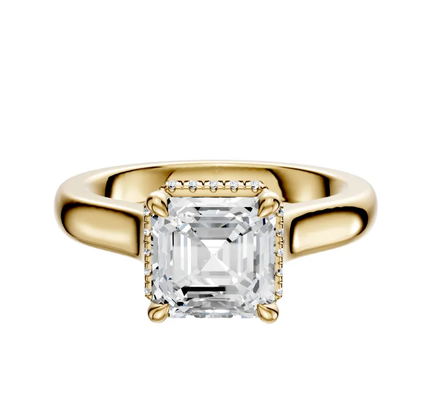 18K Yellow Gold 4 Prong Collar Cathedral Dome 3.0mm Engagement Ring sold by Promise By Effy