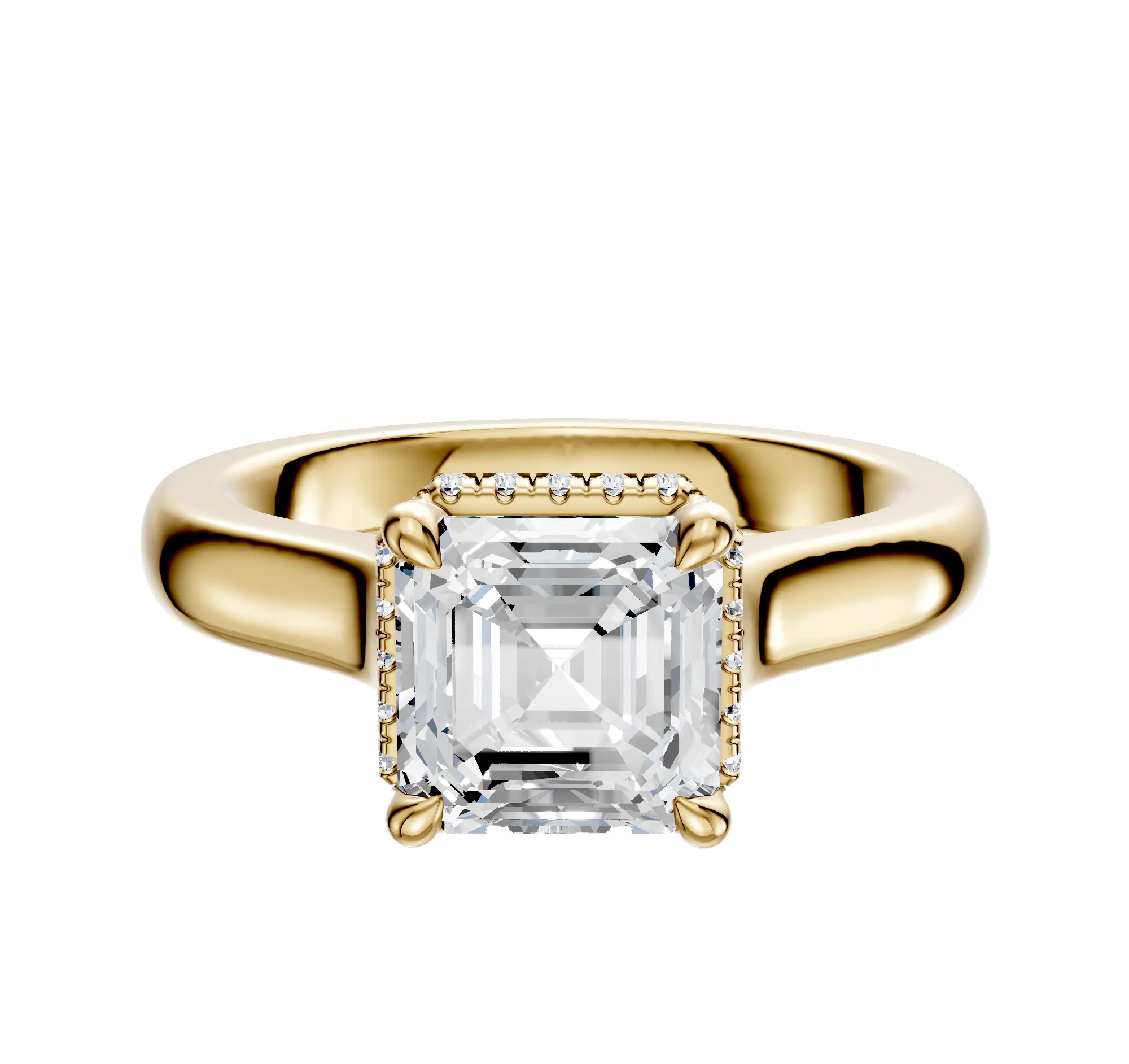 18K Yellow Gold 4 Prong Collar Cathedral Dome 3.0mm Engagement Ring sold by Promise By Effy