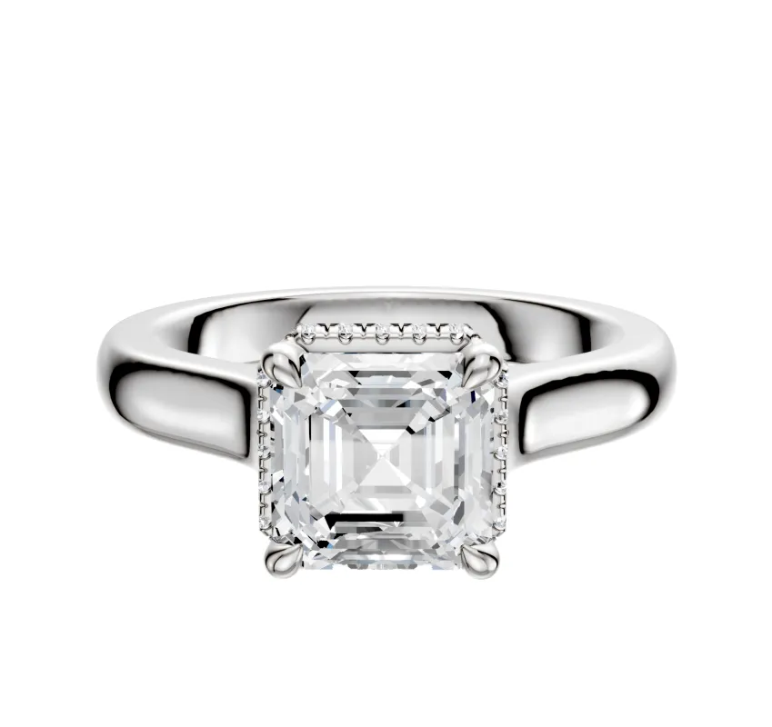 18K White Gold 4 Prong Collar Cathedral Dome 3.0mm Engagement Ring sold by Promise By Effy