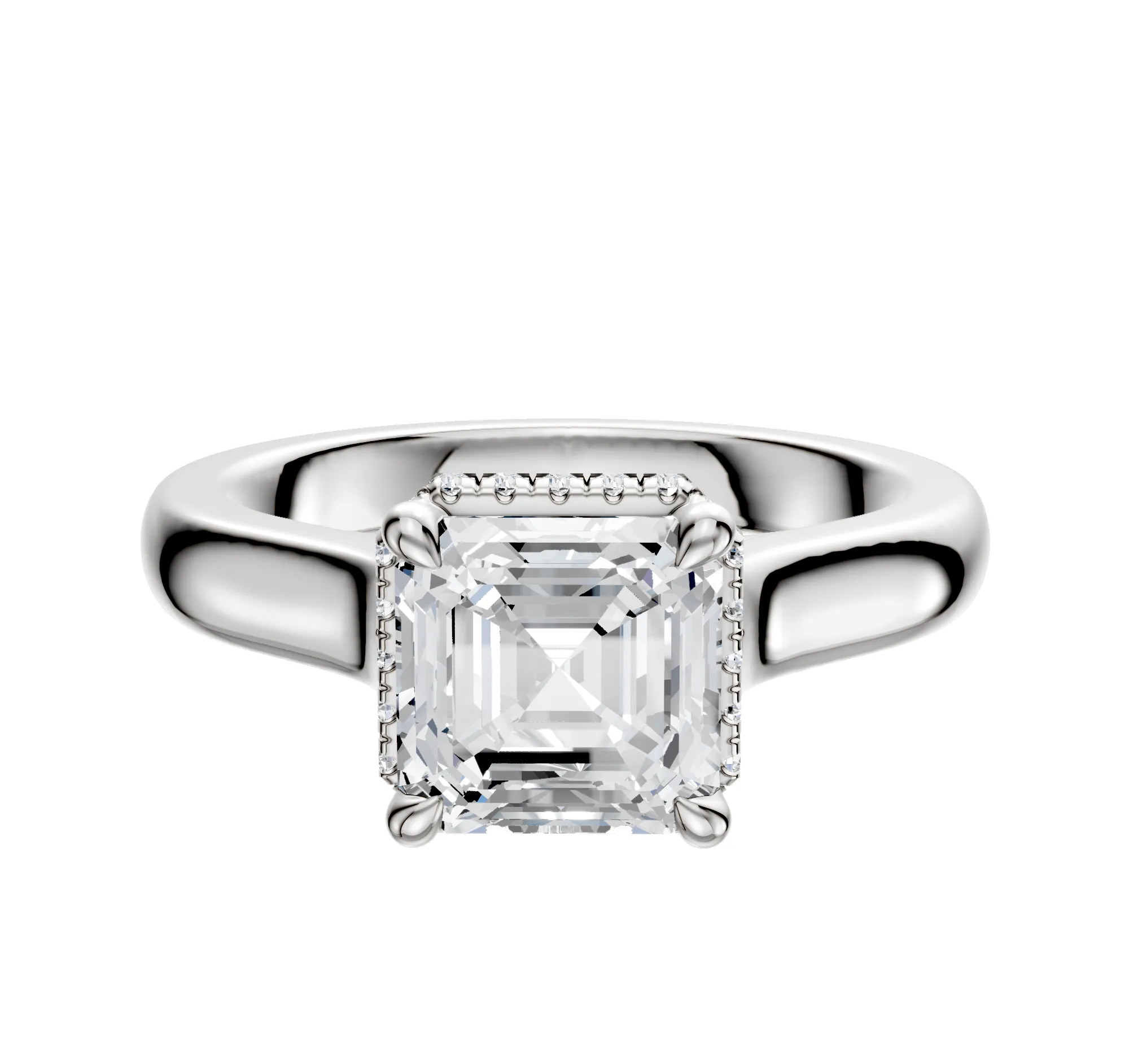 18K White Gold 4 Prong Collar Cathedral Dome 3.0mm Engagement Ring sold by Promise By Effy