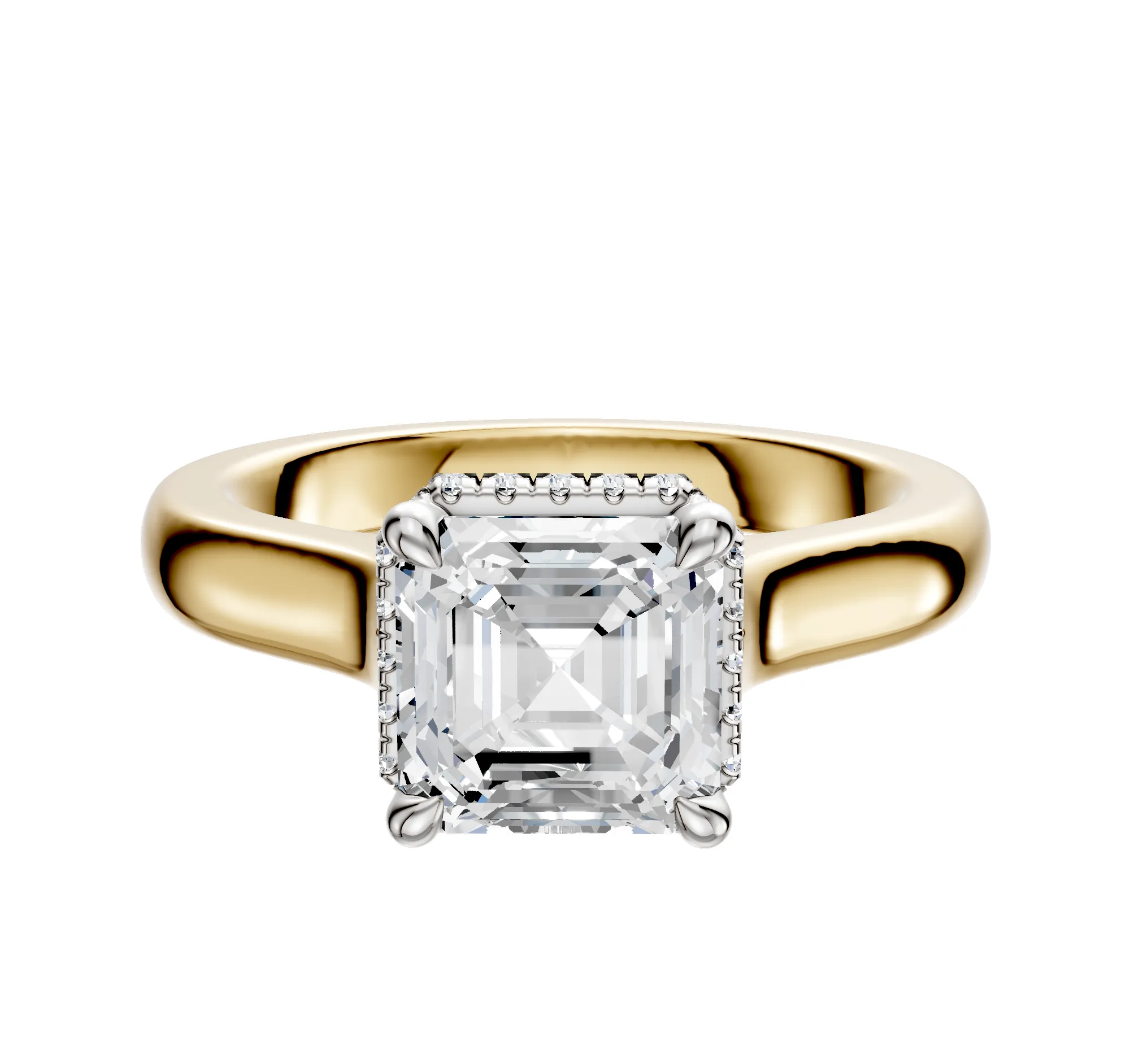 18K Two Tone 4 Prong Collar Cathedral Dome 3.0mm Engagement Ring sold by Promise By Effy