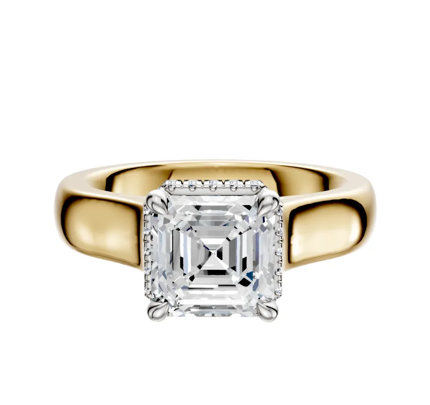 14K Two Tone 4 Prong Collar Cathedral Dome 4.0mm Engagement Ring sold by Promise By Effy