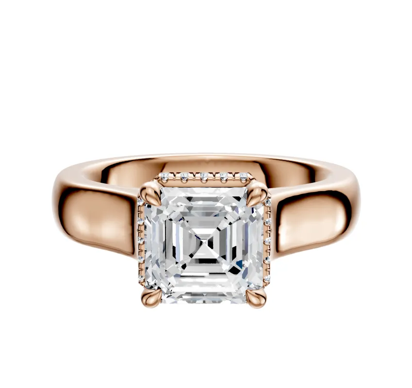 18K Rose Gold 4 Prong Collar Cathedral Dome 4.0mm Engagement Ring sold by Promise By Effy
