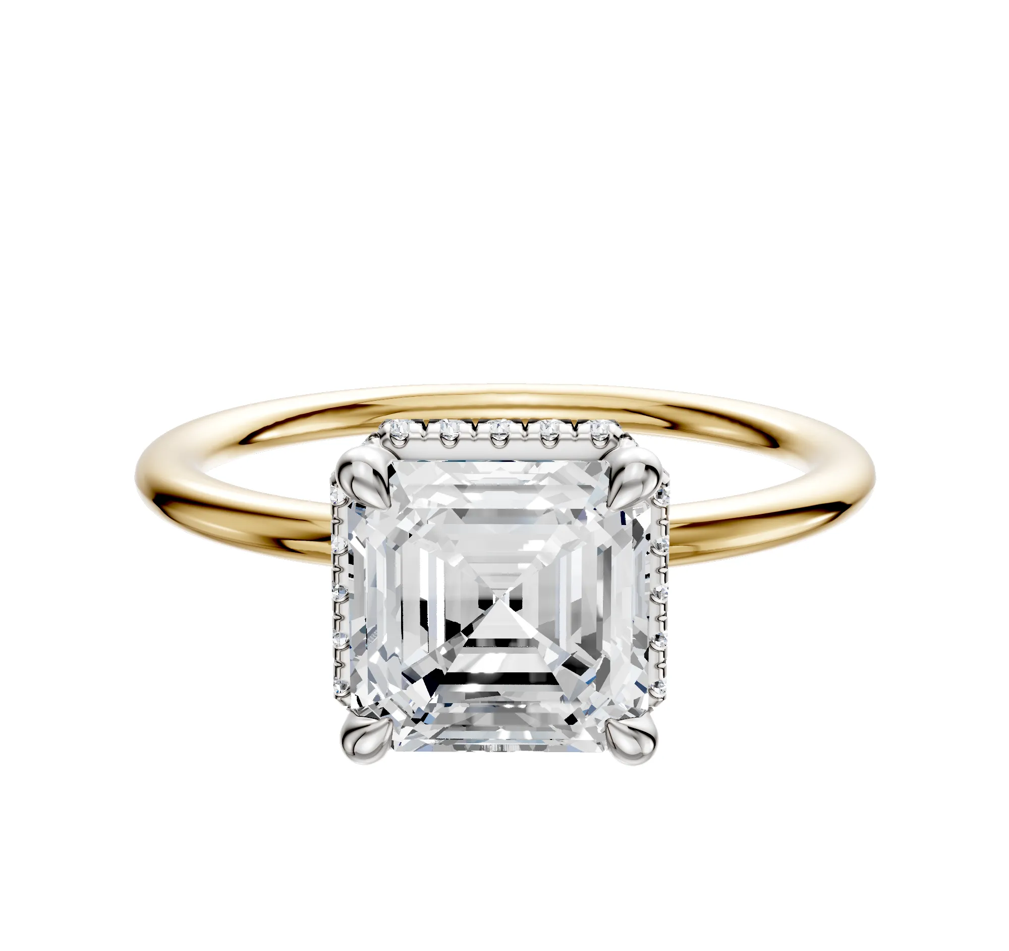18K Two Tone 4 Prong Collar Classic Dome 1.5mm Engagement Ring sold by Promise By Effy