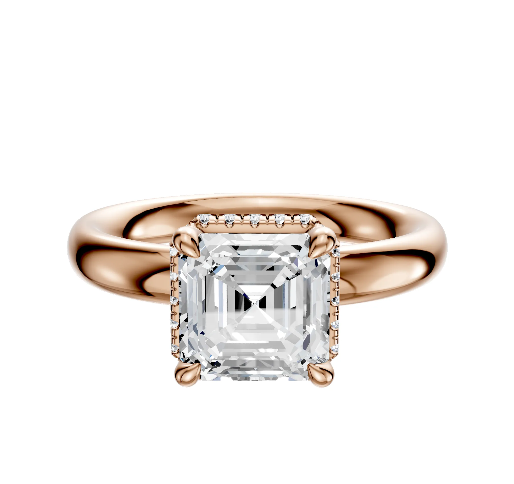 14K Rose Gold 4 Prong Collar Classic Dome 3.0mm Engagement Ring sold by Promise By Effy