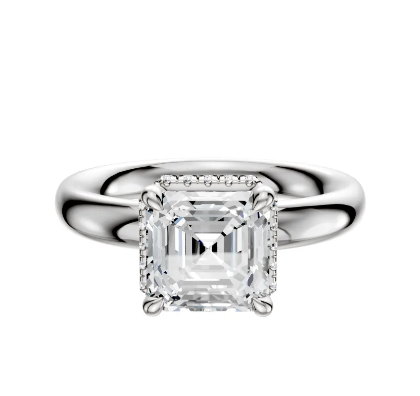 18K White Gold 4 Prong Collar Classic Dome 3.0mm Engagement Ring sold by Promise By Effy