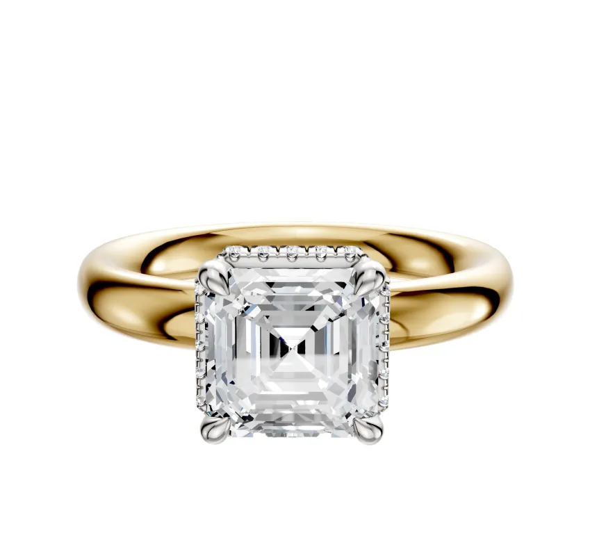 18K Two Tone 4 Prong Collar Classic Dome 3.0mm Engagement Ring sold by Promise By Effy