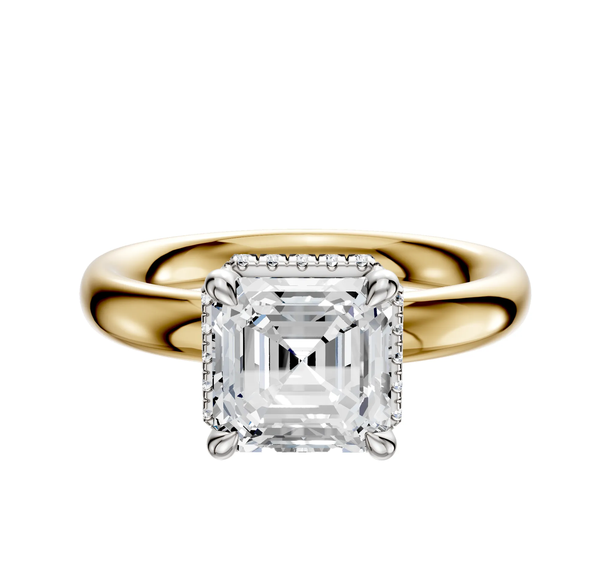 18K Two Tone 4 Prong Collar Classic Dome 3.0mm Engagement Ring sold by Promise By Effy
