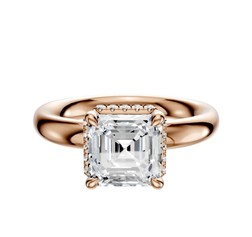 18K Rose Gold 4 Prong Collar Classic Dome 3.0mm Engagement Ring sold by Promise By Effy