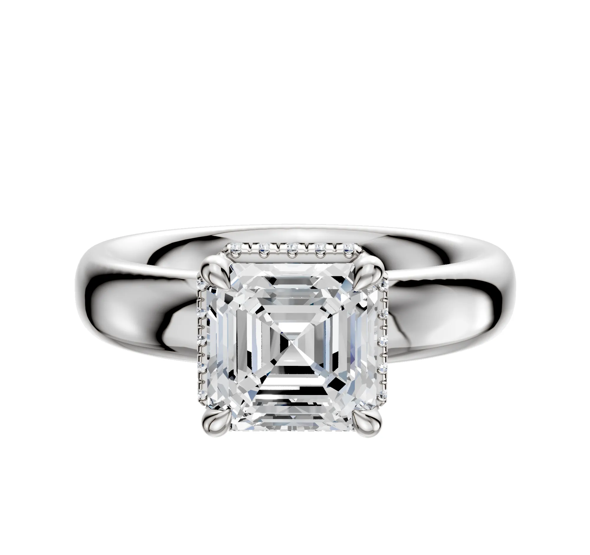 14K White Gold 4 Prong Collar Classic Dome 4.0mm Engagement Ring sold by Promise By Effy
