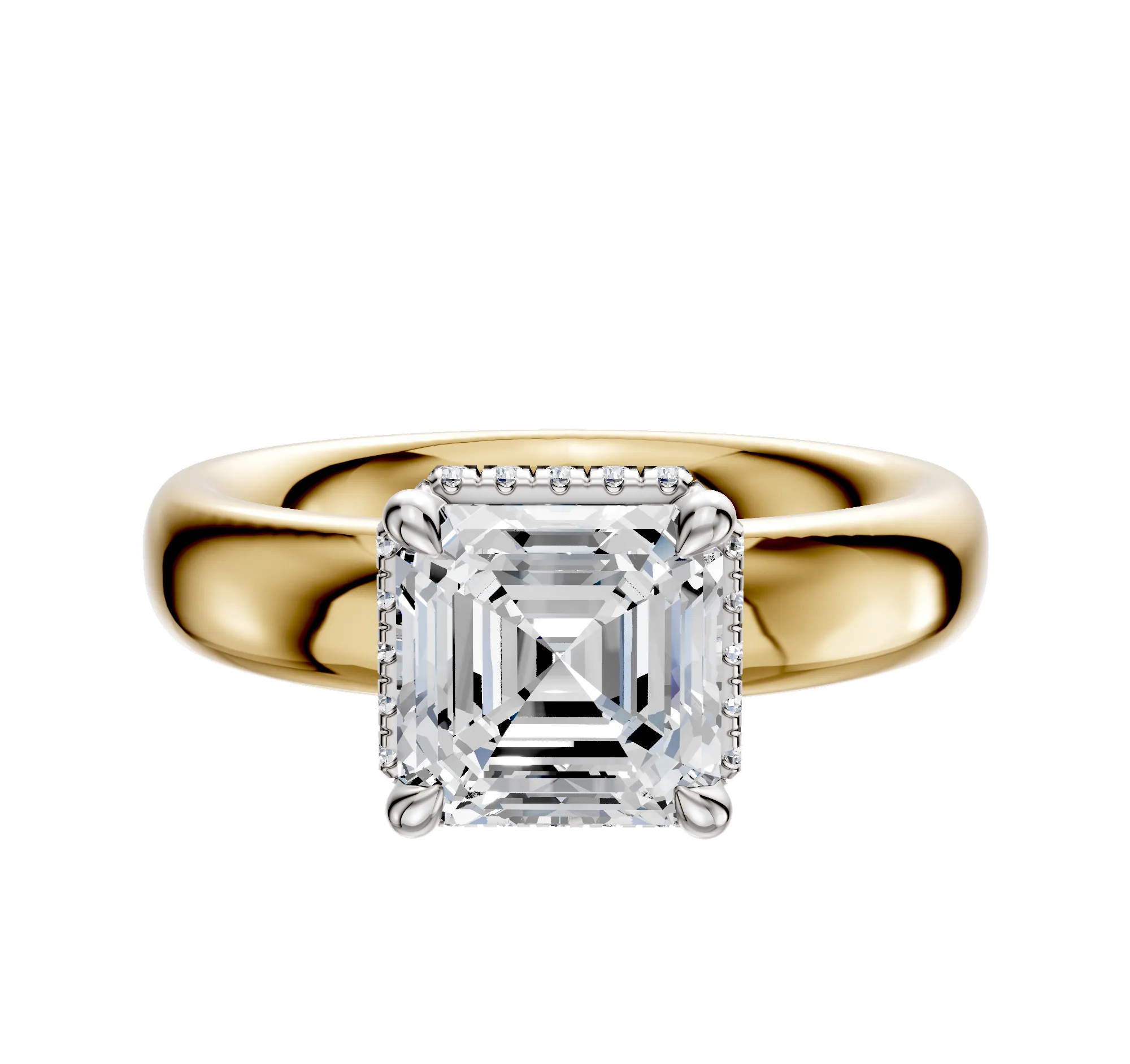 18K Two Tone 4 Prong Collar Classic Dome 4.0mm Engagement Ring sold by Promise By Effy