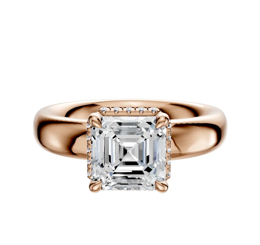 18K Rose Gold 4 Prong Collar Classic Dome 4.0mm Engagement Ring sold by Promise By Effy