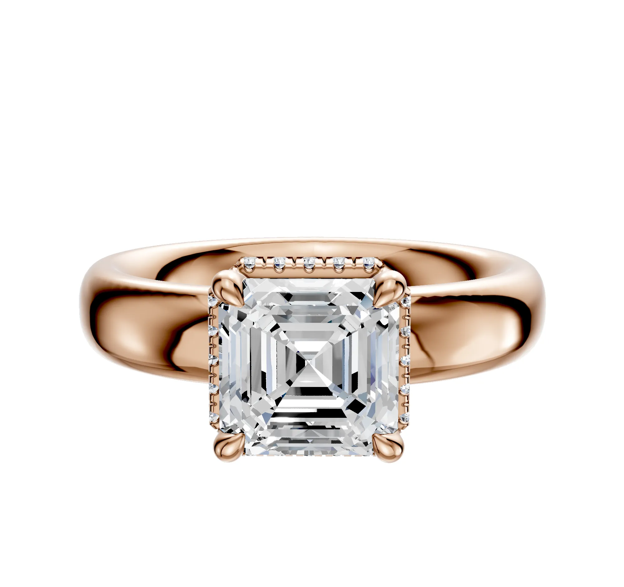 18K Rose Gold 4 Prong Collar Classic Dome 4.0mm Engagement Ring sold by Promise By Effy