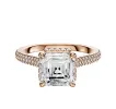 18K Rose Gold 4 Prong Collar Cathedral Dome 3-Row-Pave 2.0mm Engagement Ring sold by Promise By Effy