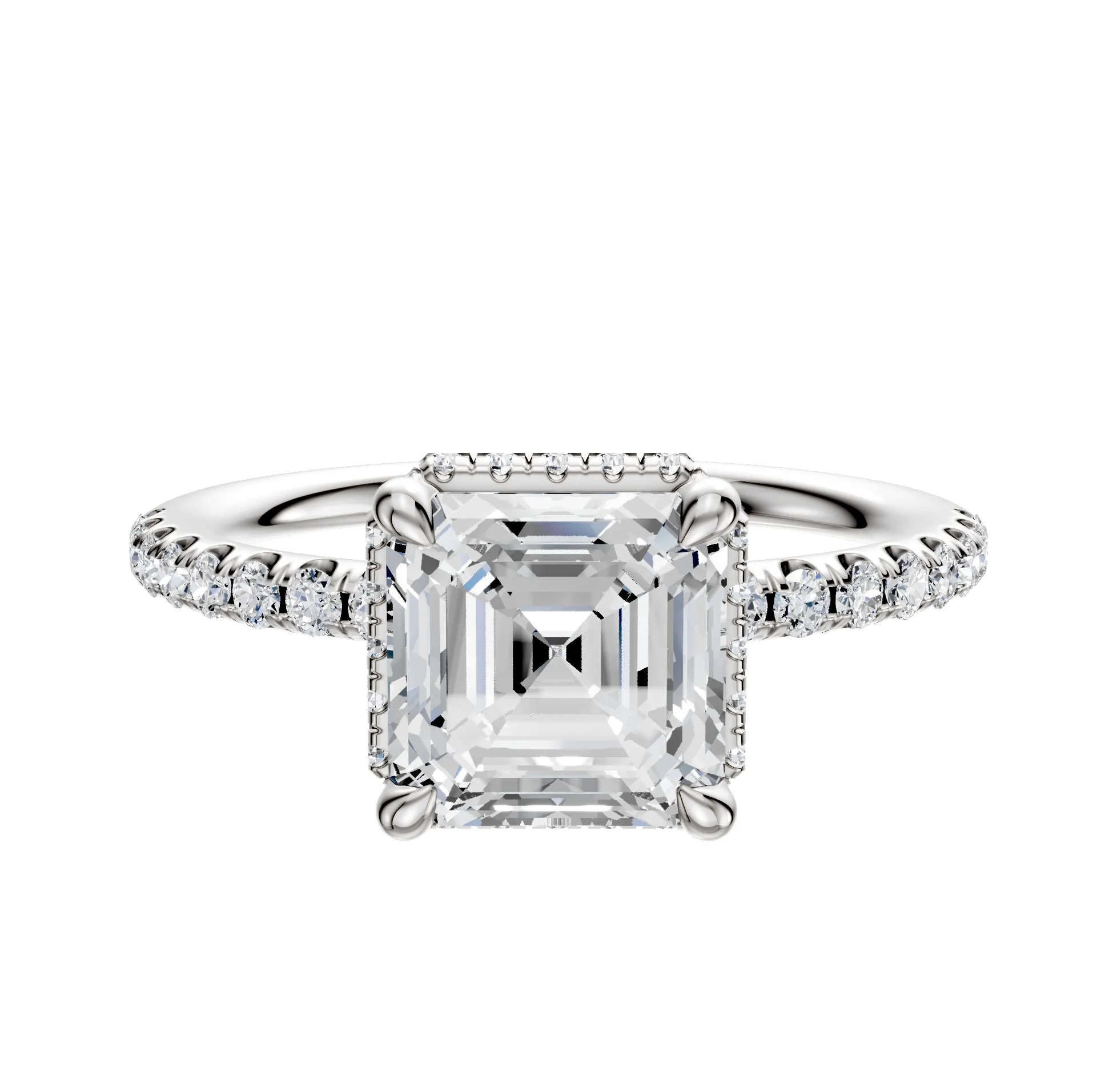 18K White Gold 4 Prong Collar Classic Dome 1-Row-Pave 2.5mm Engagement Ring sold by Promise By Effy